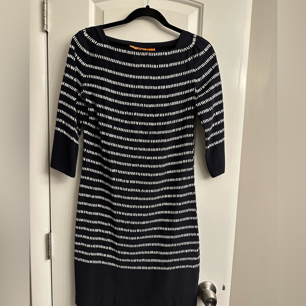 Tory Burch NWT Navy Dress w/ White Rectangle Sequins Size 2